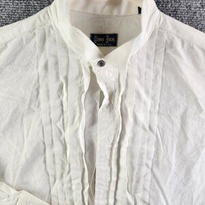 Gitman Bros Formal Dress Shirt White French Cuff Pleats USA 17 33 Tuxedo Adult